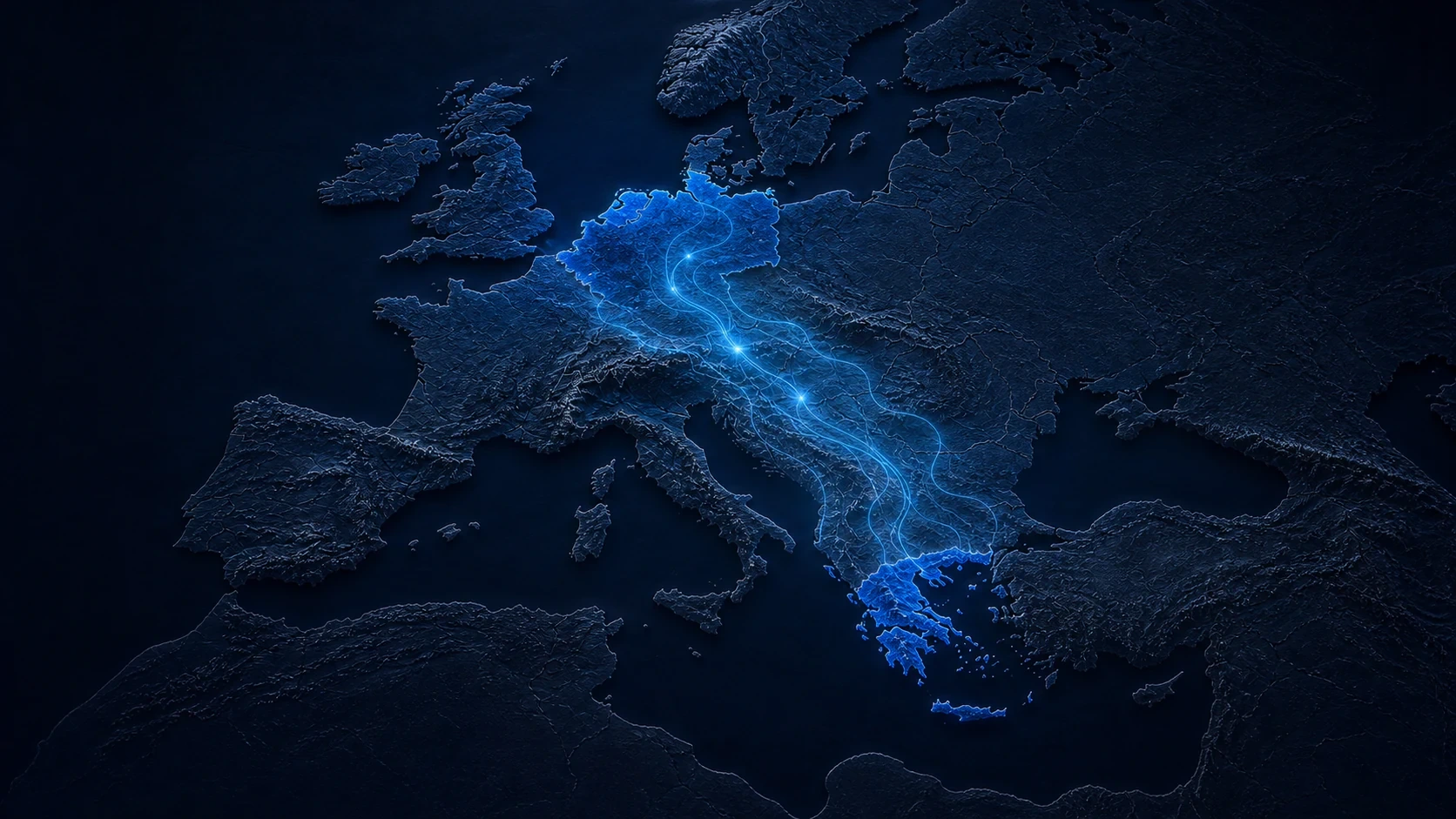 Road freight between Germany and Greece.